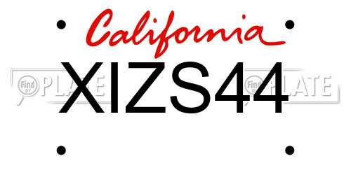 XIZS44 California License Plate