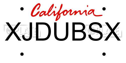 XJDUBSX California License Plate