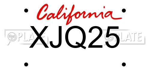 XJQ25 California License Plate
