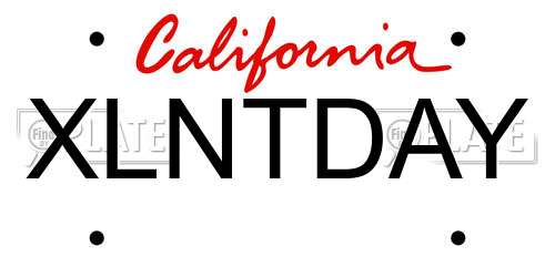 XLNTDAY California License Plate