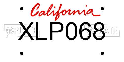 XLP068 California License Plate