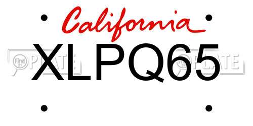 XLPQ65 California License Plate