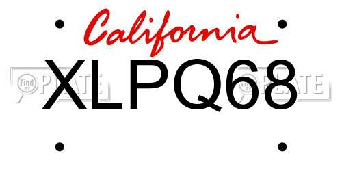 XLPQ68 California License Plate