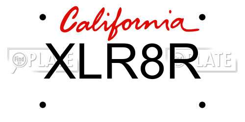 XLR8R California License Plate
