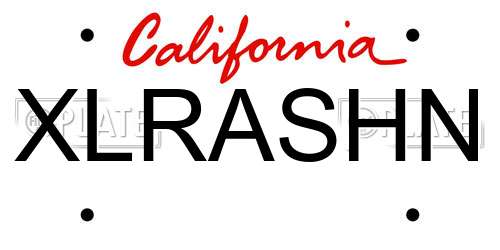 XLRASHN California License Plate