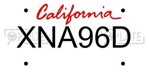 XNA96D California License Plate
