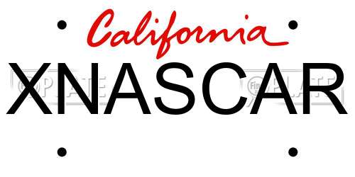 XNASCAR California License Plate