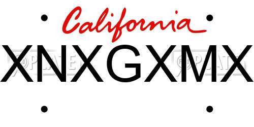 XNXGXMX California License Plate