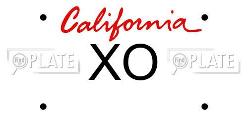 XO California License Plate