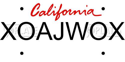 XOAJWOX California License Plate