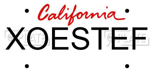 XOESTEF California License Plate