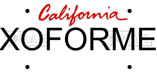 XOFORME California License Plate