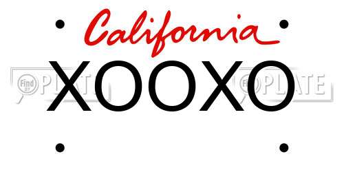 XOOXO California License Plate