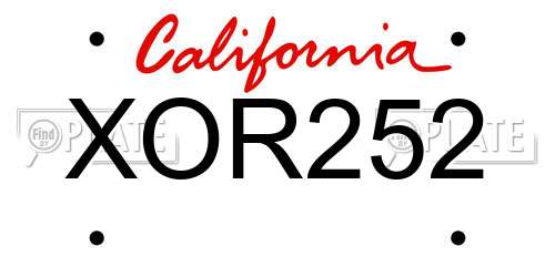XOR252 California License Plate