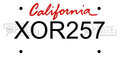 XOR257 California License Plate
