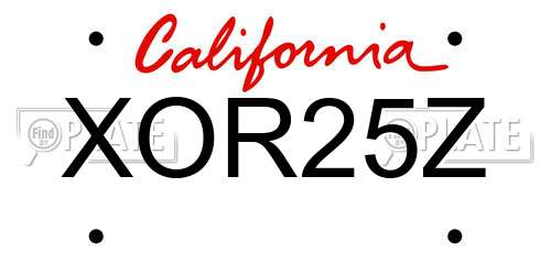 XOR25Z California License Plate
