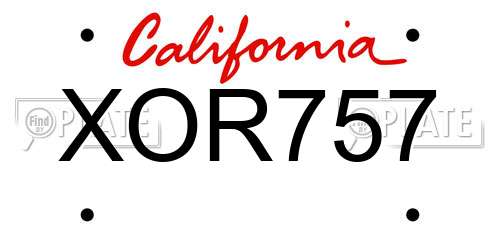 XOR757 California License Plate