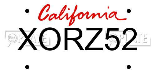 XORZ52 California License Plate