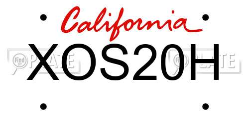 XOS20H California License Plate