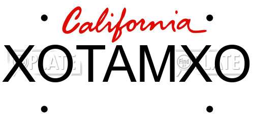 XOTAMXO California License Plate