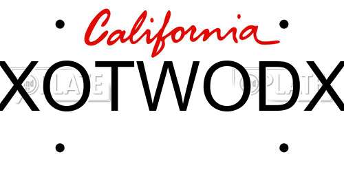 XOTWODX California License Plate