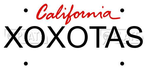 XOXOTAS California License Plate