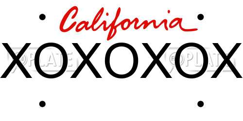 XOXOXOX California License Plate