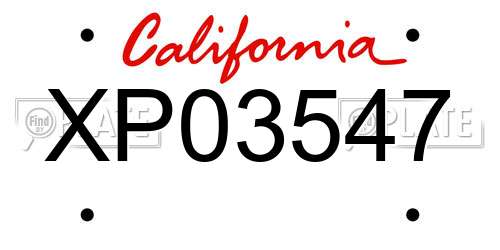XP03547 California License Plate