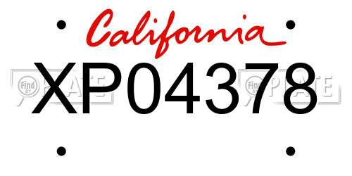 XP04378 California License Plate