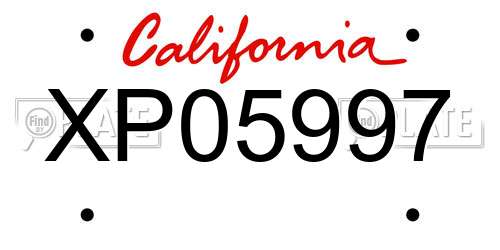 XP05997 California License Plate