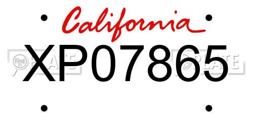 XP07865 California License Plate