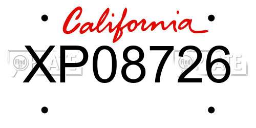 XP08726 California License Plate