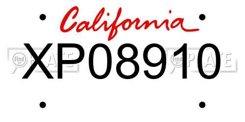 XP08910 California License Plate