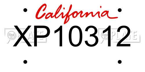 XP10312 California License Plate