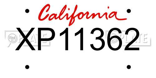 XP11362 California License Plate