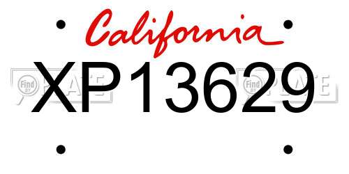 XP13629 California License Plate