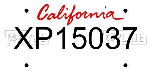 XP15037 California License Plate