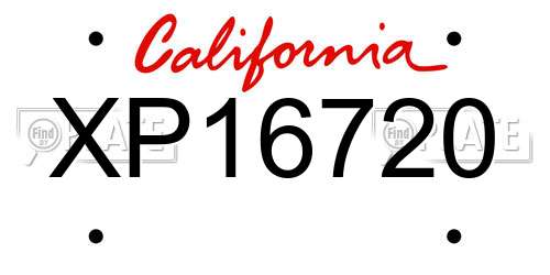 XP16720 California License Plate