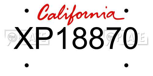 XP18870 California License Plate