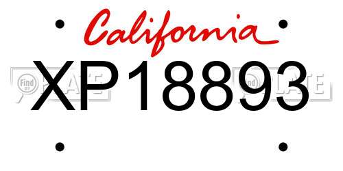 XP18893 California License Plate
