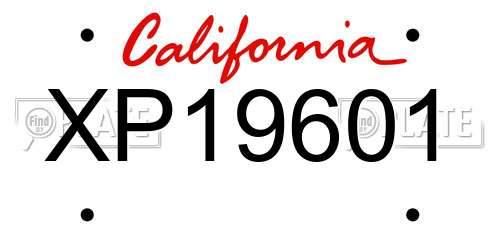 XP19601 California License Plate