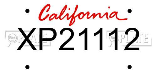 XP21112 California License Plate