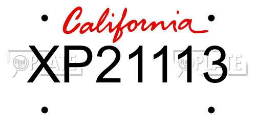 XP21113 California License Plate