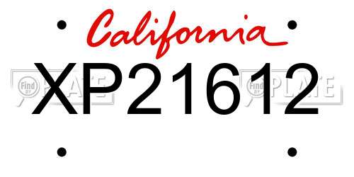 XP21612 California License Plate