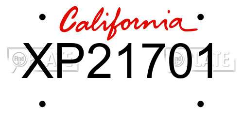 XP21701 California License Plate