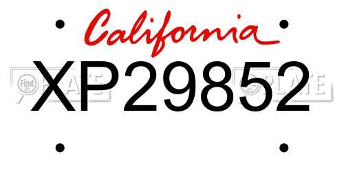 XP29852 California License Plate