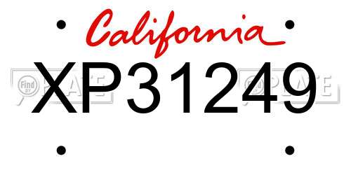 XP31249 California License Plate