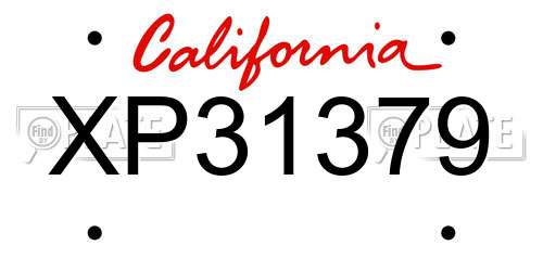 XP31379 California License Plate