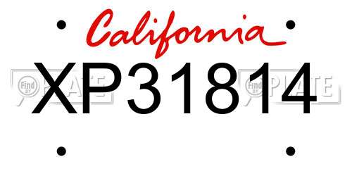 XP31814 California License Plate