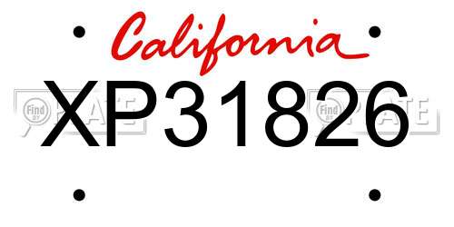 XP31826 California License Plate